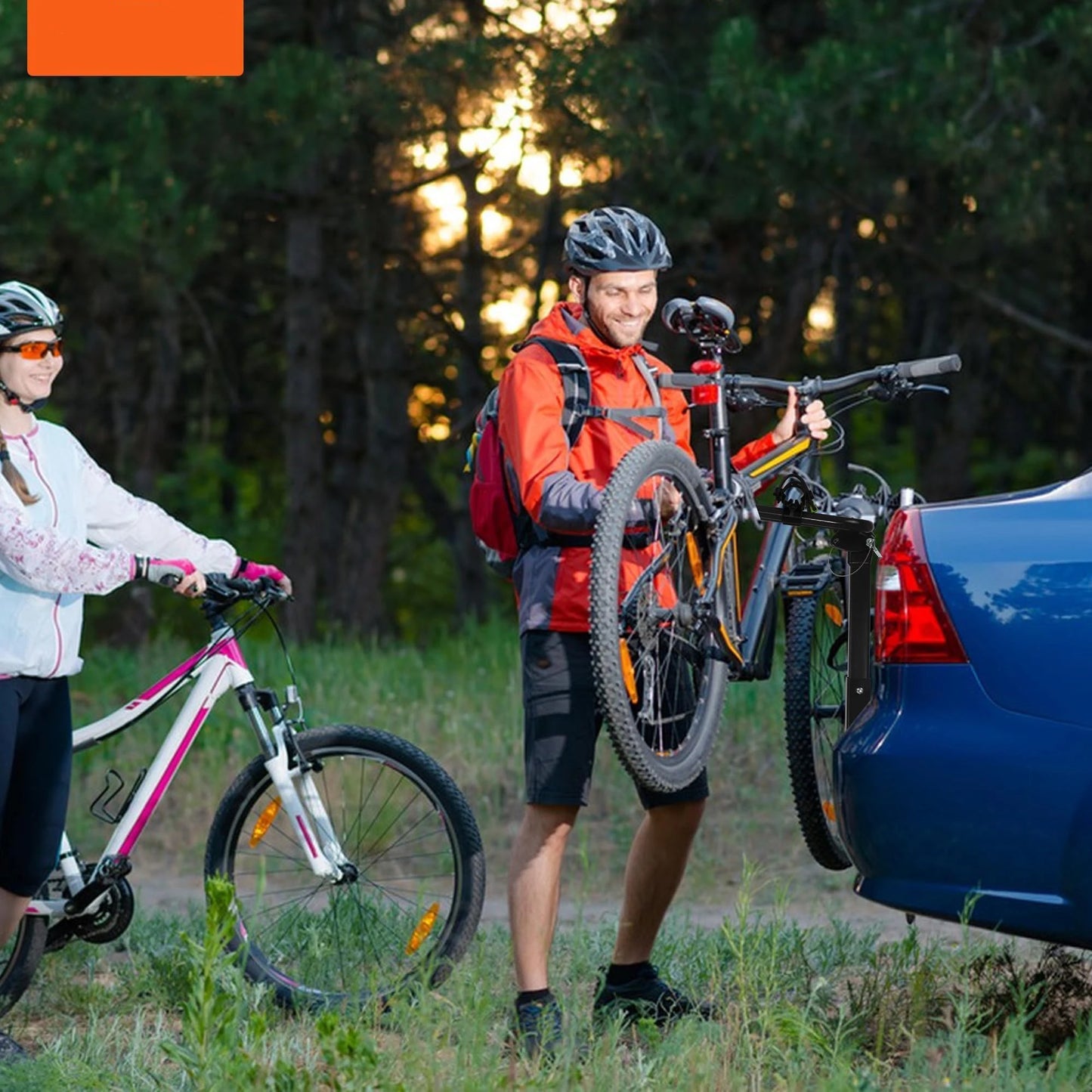 Bike Hitch Mount Foldable Rack ,Steel Car Rack for SUV, Bike Car Racks with Hitch Tightener, Straps