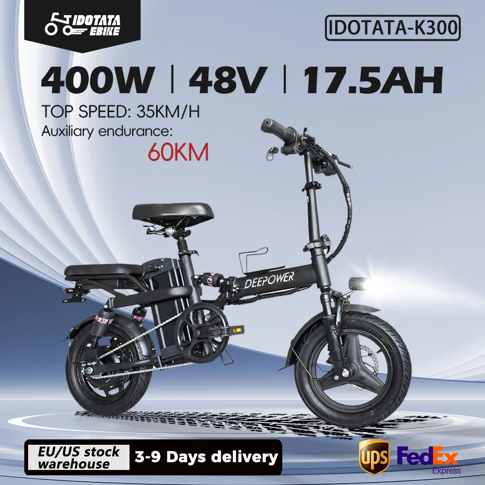 IDOTATA 48V 10Ah Foldable Electric Bike Throttle Mini Ebike