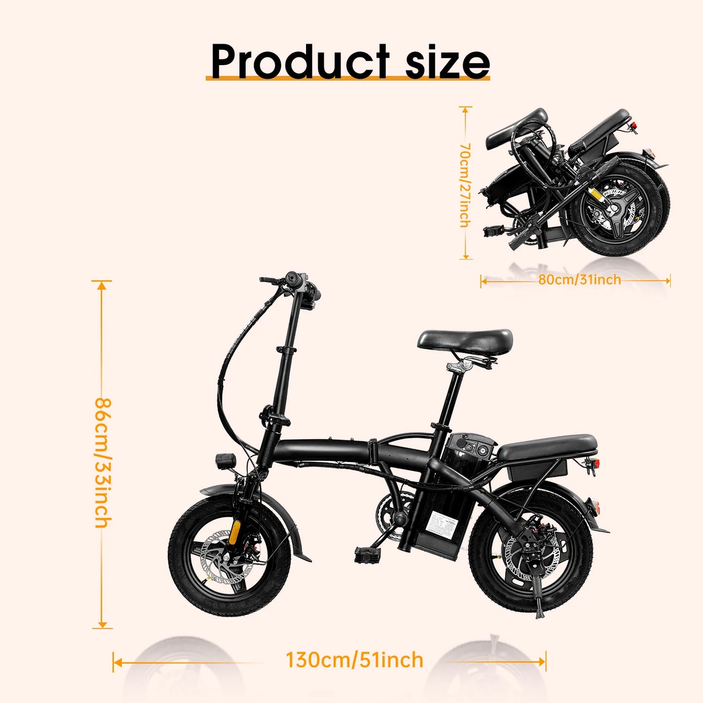 Folding Electric Bike for Adult With Basket 350W Lightweight Escooter