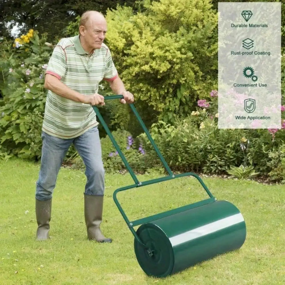 47in Lawn Roller Cylindrical Garden Lawn Rollers Tow Behind Water Filled Steel