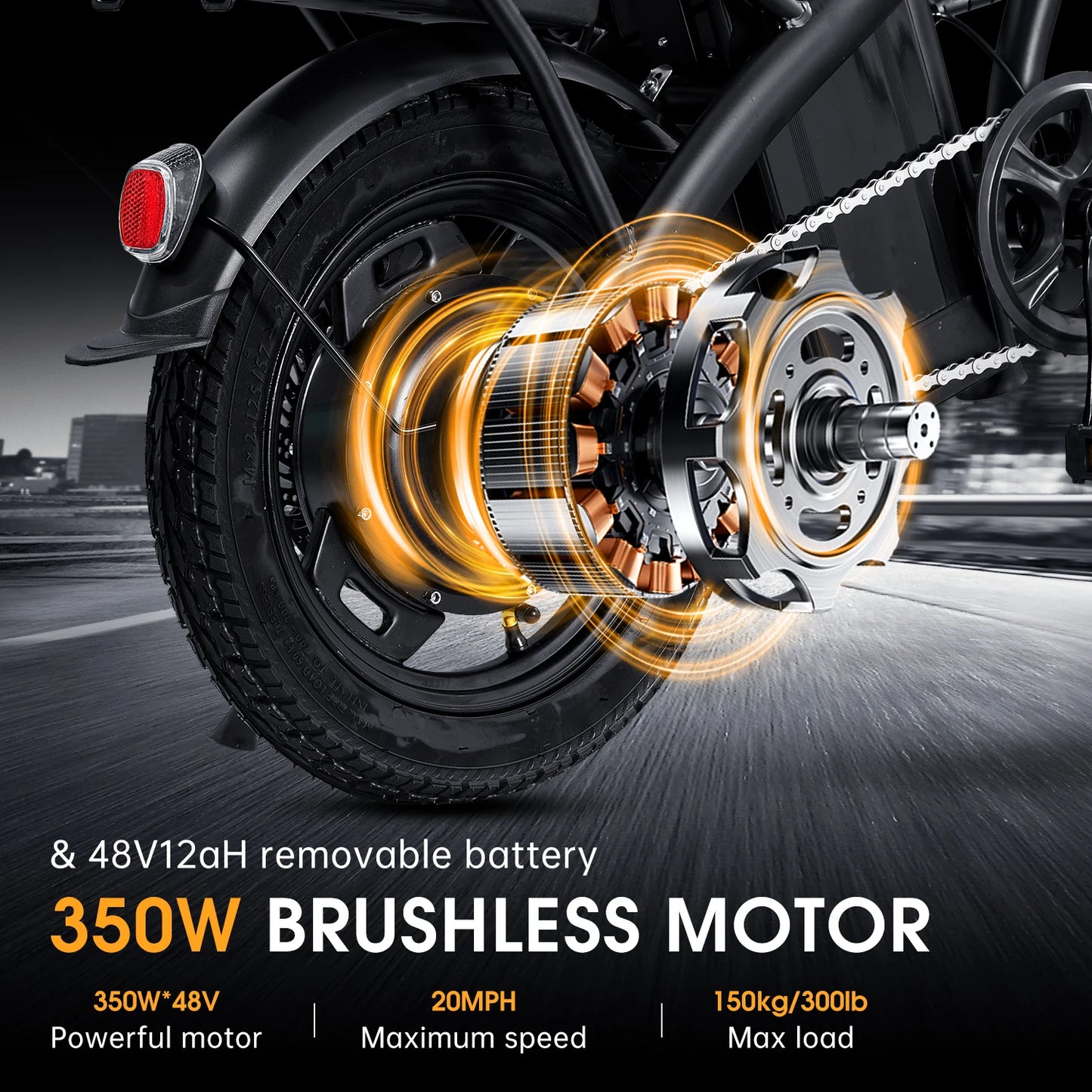 Folding Electric Bike for Adult With Basket 350W Lightweight Escooter