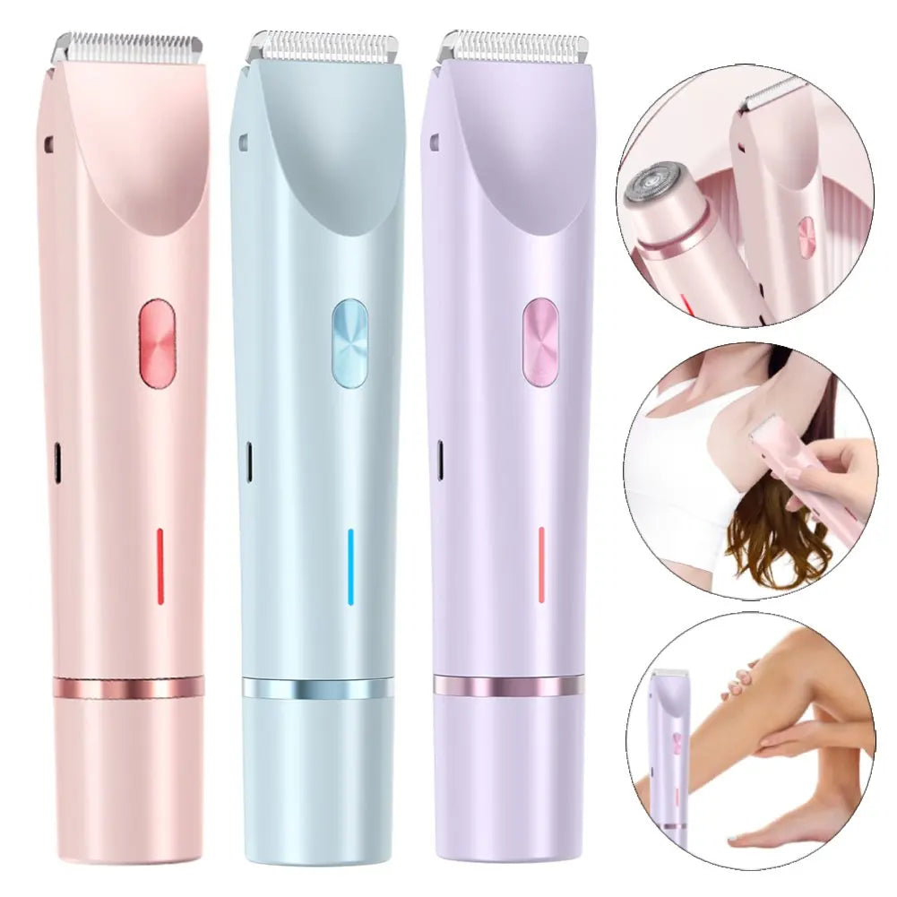 Women Electric Razors 2 in 1 Dual-Head Painless Trimmer