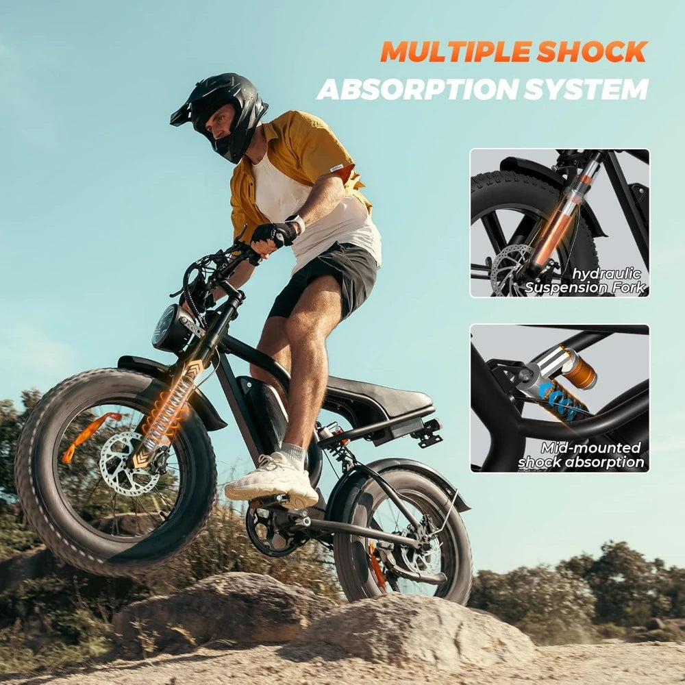 Electric Bike for Adults,20”x 4”Fat Tire Peak1500W Motor,7 Speed Electric Motorcycle Bicycle