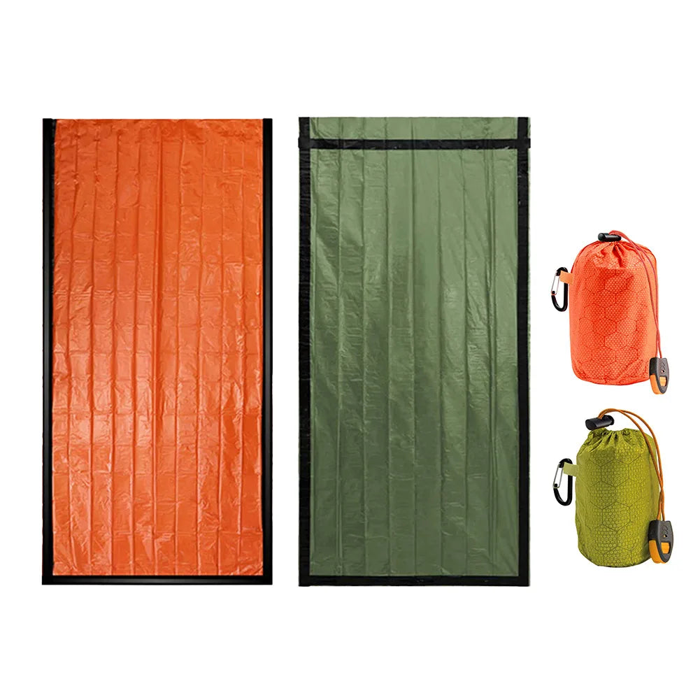 Emergency Sleeping Bag Portable Bivy Sack PE Aluminum Film Warm Windproof Waterproof Blanket
