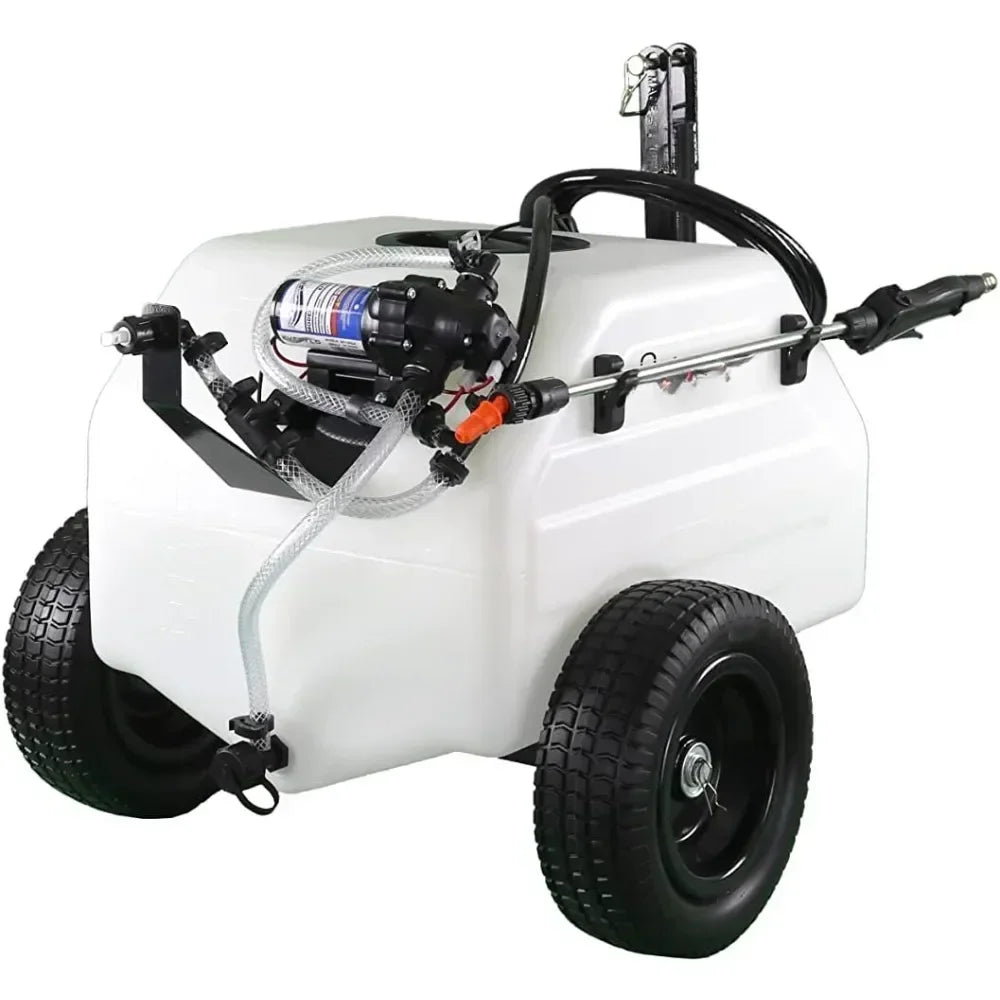 12 Gallon Trailer Spray with Wheels for Irrigation of Large Lawns and Small Gardens, Chemical Spray