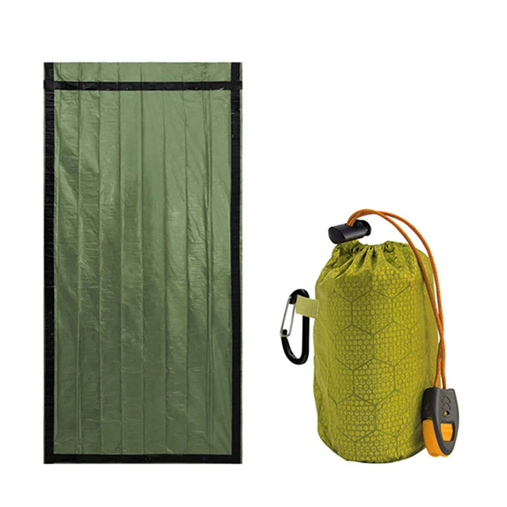 Emergency Sleeping Bag Portable Bivy Sack PE Aluminum Film Warm Windproof Waterproof Blanket