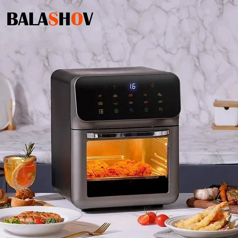 12L Electric Air Fryer Large Capacity Convection Oven Deep Fryer Without Oil Kitchen 360 Baking Viewable Window Home Appliance