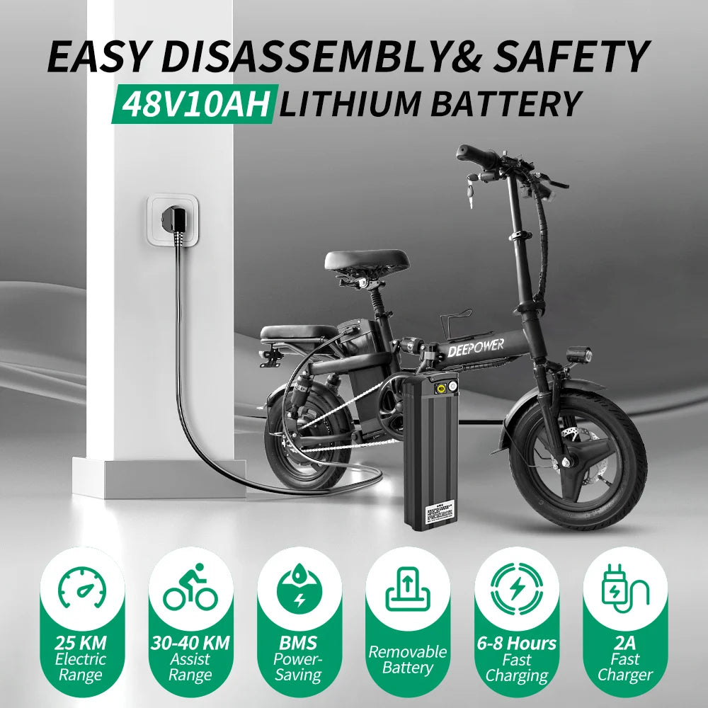 IDOTATA 48V 10Ah Foldable Electric Bike Throttle Mini Ebike
