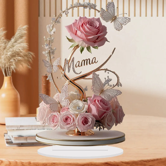 1pcs 8in Flat Acrylic Rose Can Stand MOM Mom Gift Decoration
