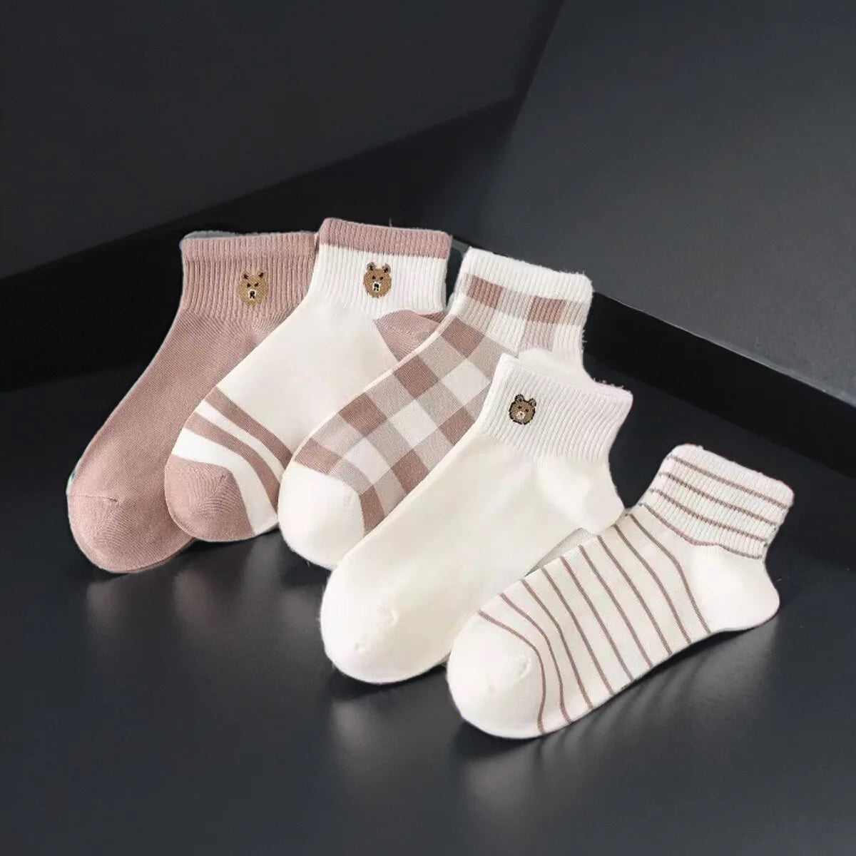10 Pairs Fuzzy Print Socks Cute Lightweight Women's Hosiery