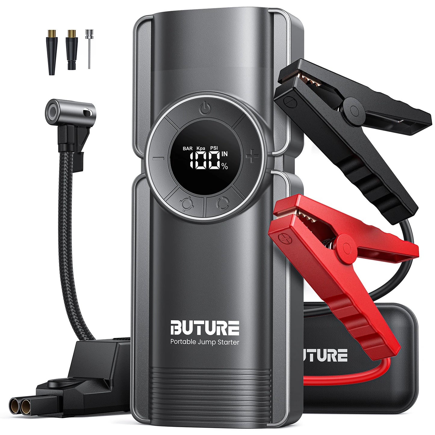 Pump Air Compressor Jump Starter Power Bank 2500A Starting Device 15V Digital Tire Inflator