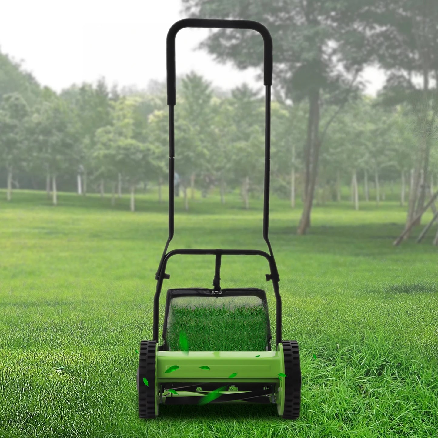 12” Manual Push Reel Lawn Mower Push Lawn Sweeper with 23L Collection Bag, 5 Blades