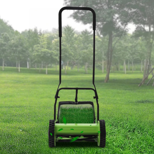 12” Manual Push Reel Lawn Mower Push Lawn Sweeper with 23L Collection Bag, 5 Blades