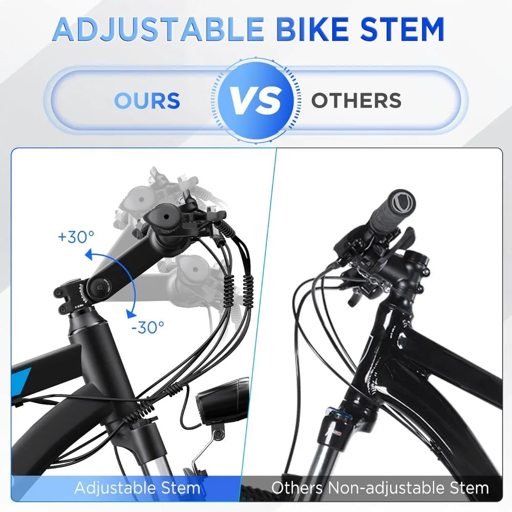 Electric Bike, 26'' 1000W Peak Ebike,Up to 50 Miles 21.7MPH with 48V 374.4WH Removable Battery