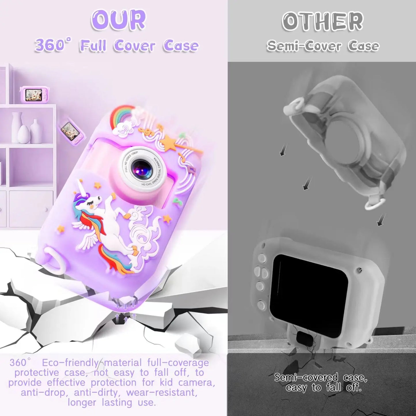 Kids Camera, ARNSSIEN 180° Flip Lens for Kids, 2.4in LCD