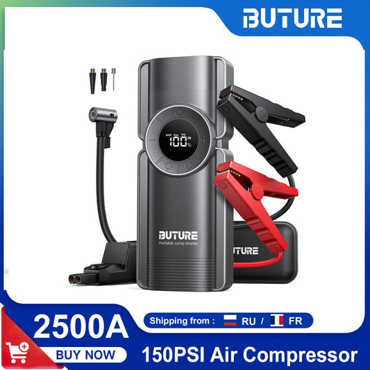 Pump Air Compressor Jump Starter Power Bank 2500A Starting Device 15V Digital Tire Inflator