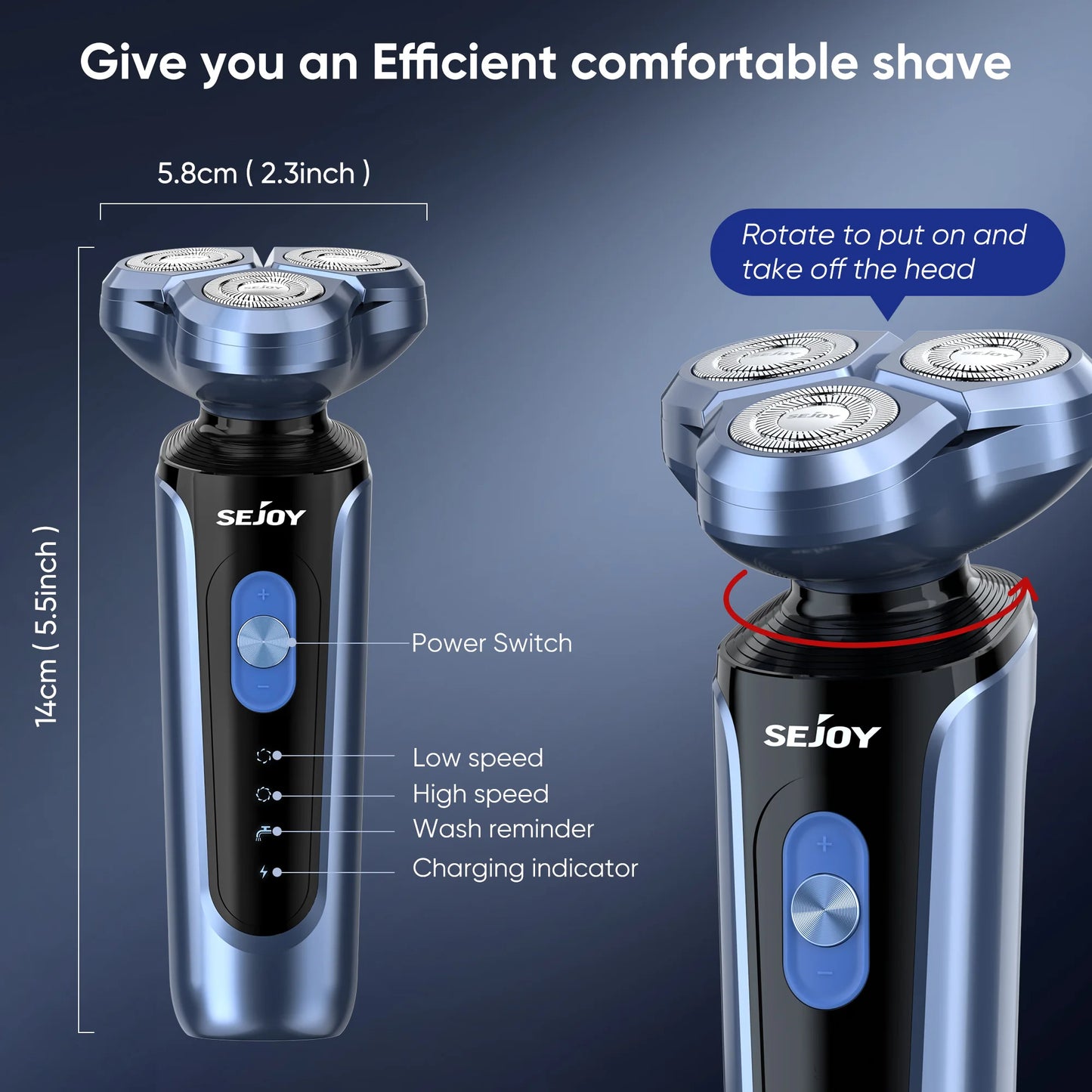 SEJOY Rotary Electric Shaver Kit Rechargeable Multi-function Beard Trimmer