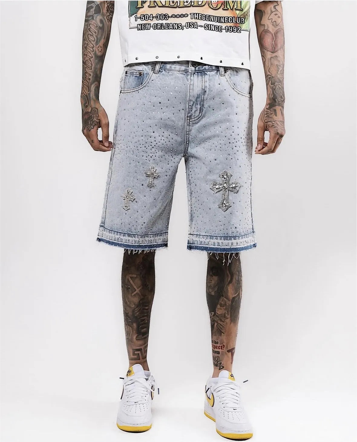 Retro Gothic Y2k Sweatpants Oversized Denim Shorts Men