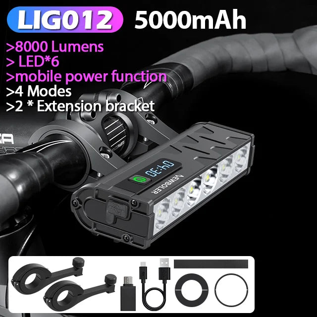 Bicycle Light Front Waterproof Flashlight USB Charging MTB Road Cycling Lamp Accessories