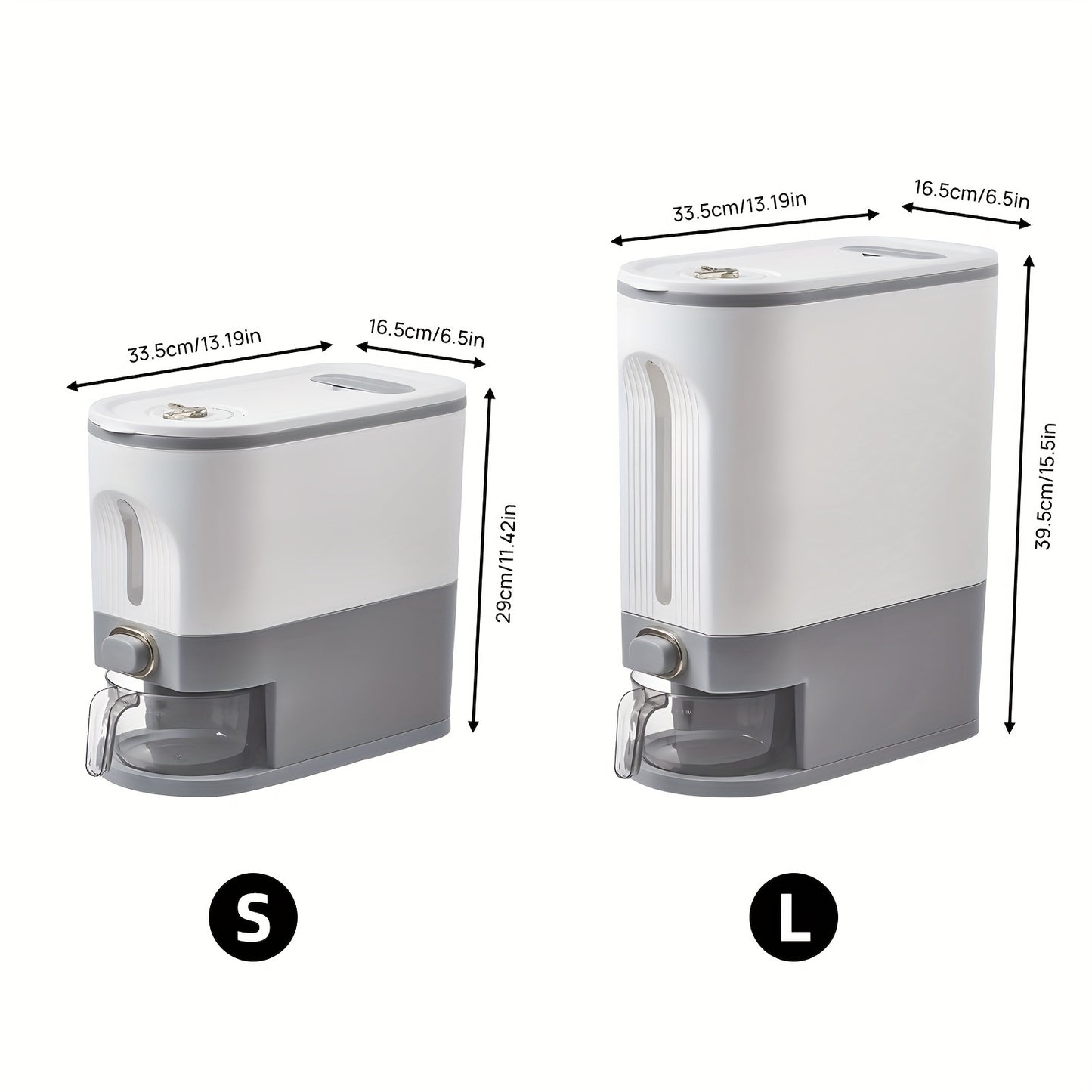 Large Capacity Moisture Resistant Rice Dispenser with Time Recorder and Measuring Cup