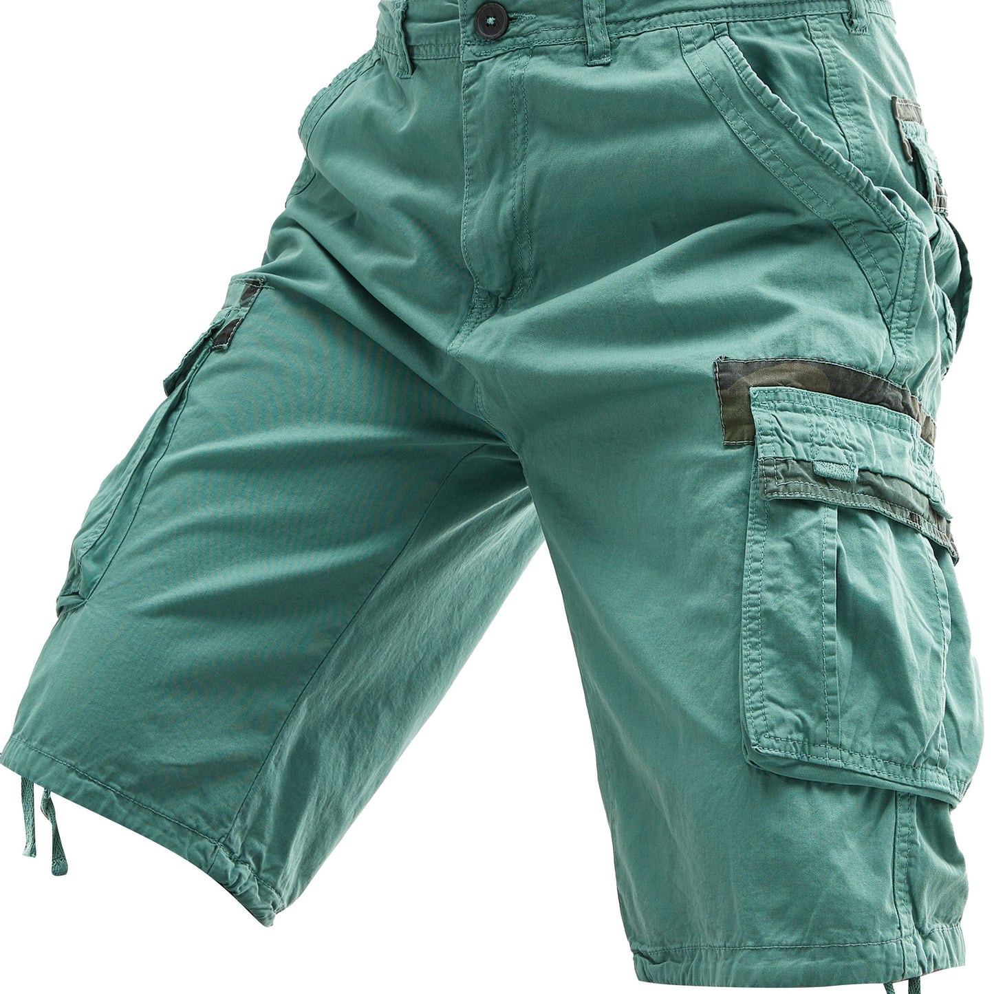 Men's Summer Cotton Cargo Shorts - Black Multi-Pocket Design