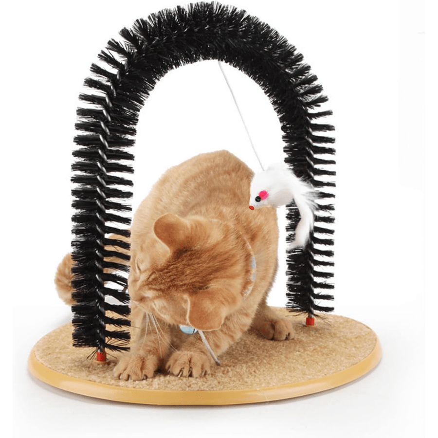 1 Set Cat Scratcher and Self Groomer Arch with Hair Brush and Kitten Toy for Indoor Cats