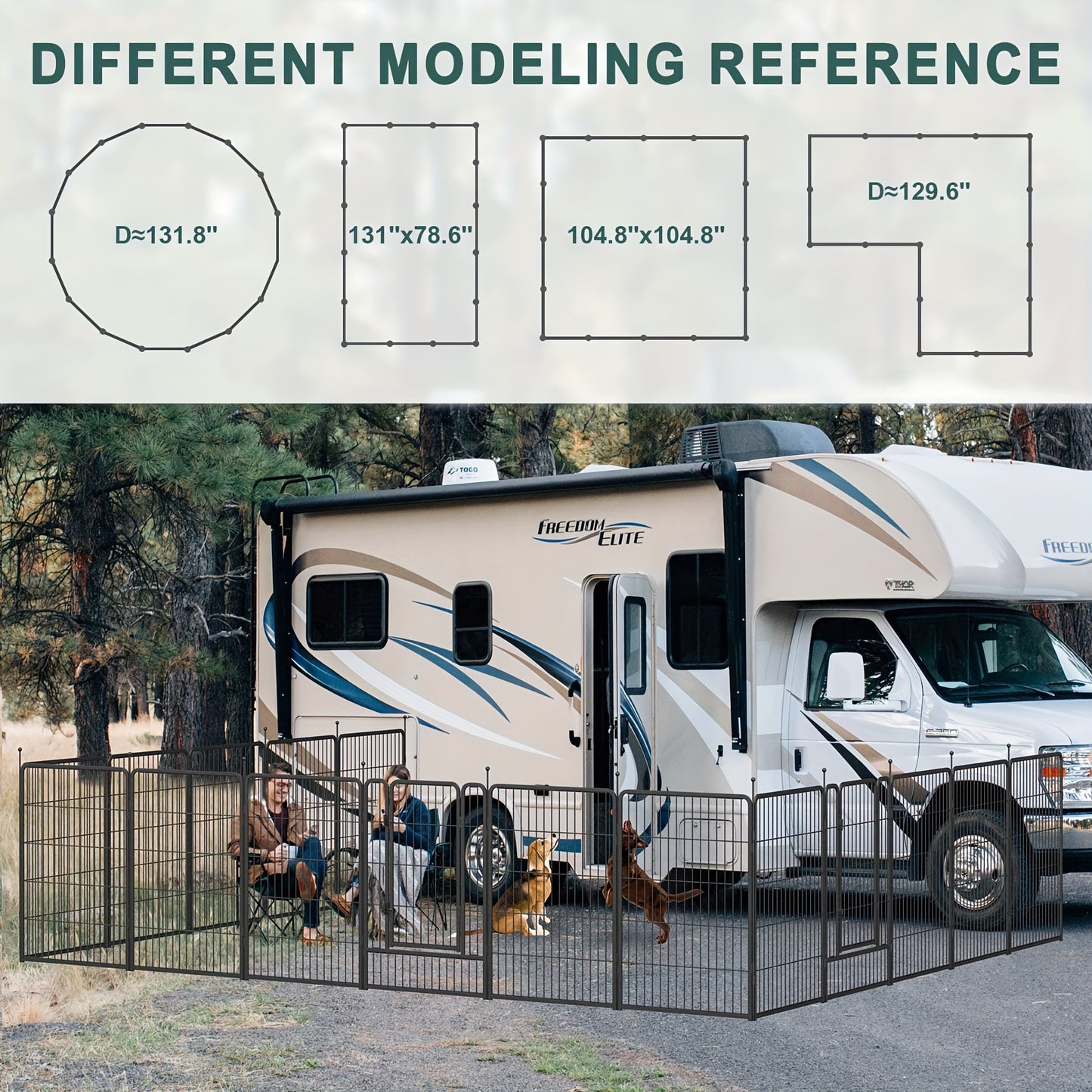 Heavy Duty 16 Panel Metal Dog Fence for Large Medium and Small Dogs Indoor and Outdoor Black with 2 Doors Portable Yard Garden and RV Exercise Pen