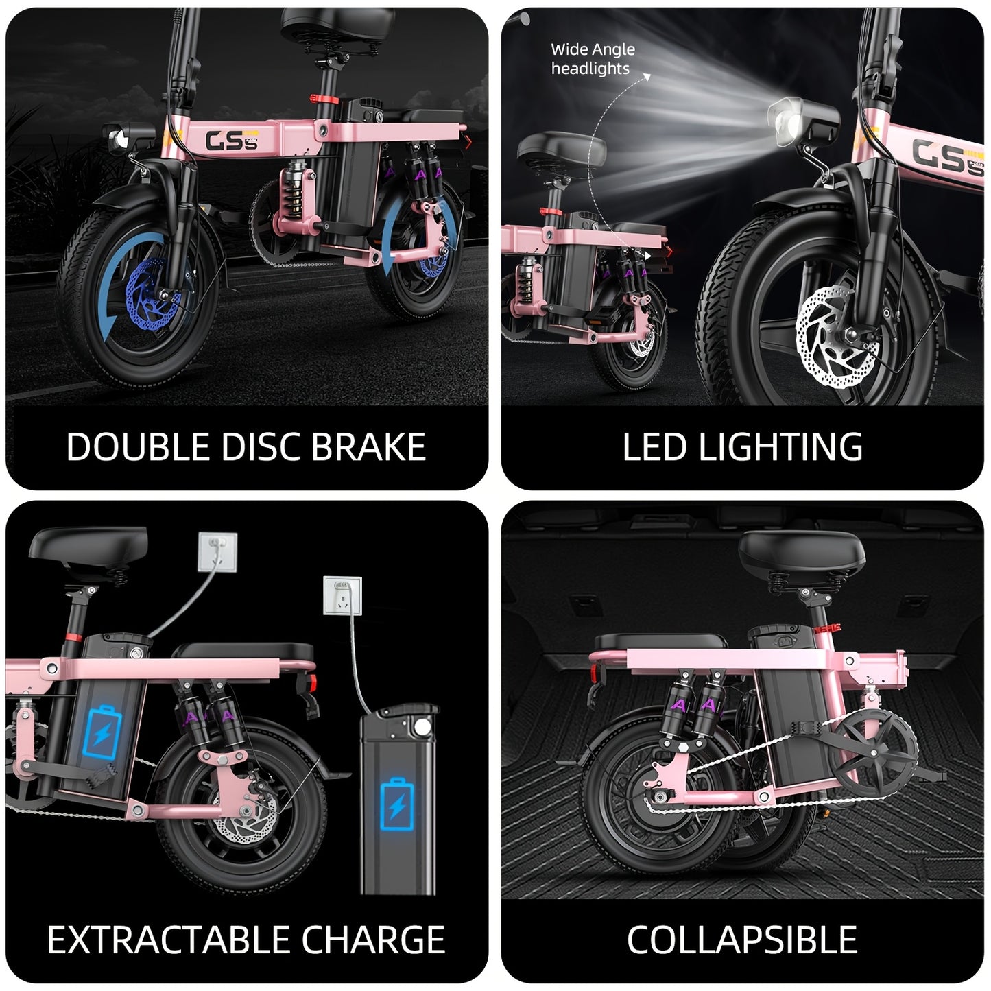 740W Foldable Ebike for Adults 20MPH Max Speed 14 Inch Tire