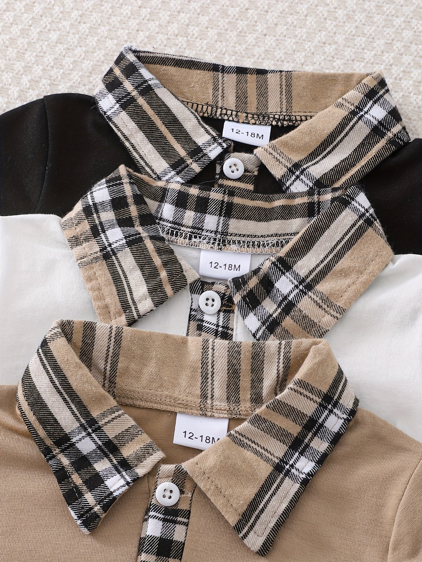 A Set of Six Cute Plaid Collared Shirts for Baby Boys