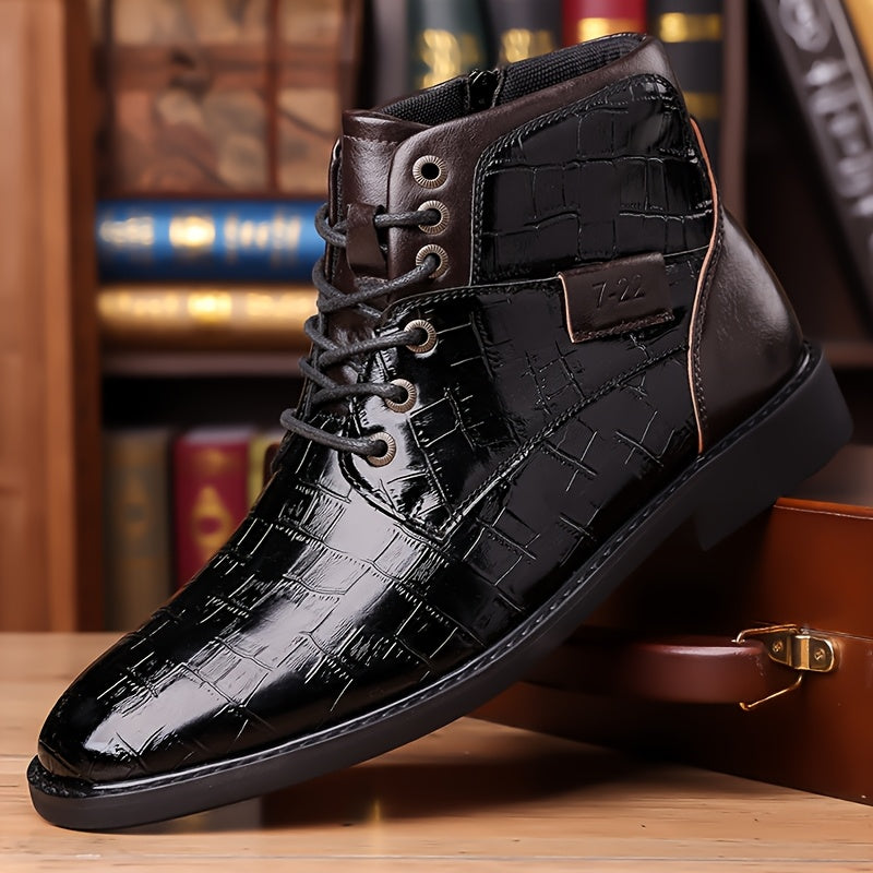 Men's Business Formal Boots With Side Zipper For All Seasons