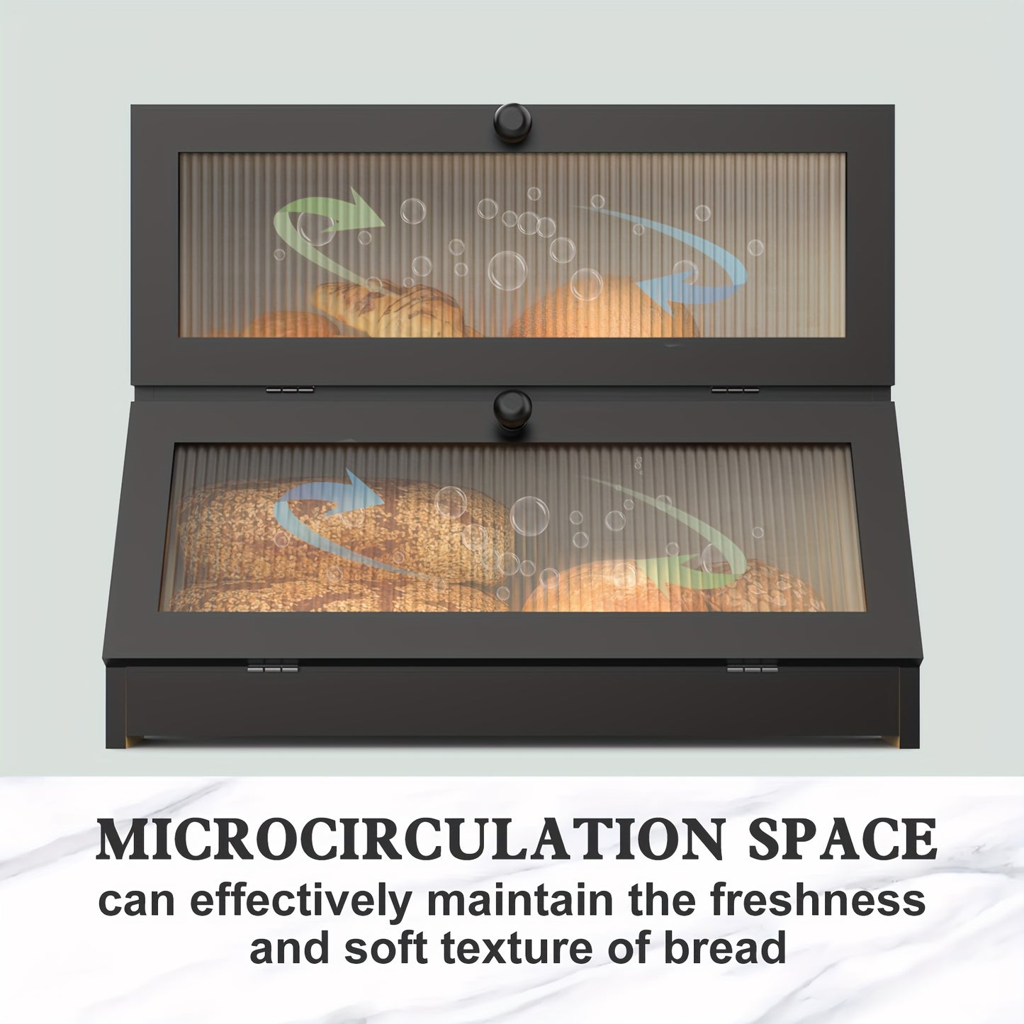 Double Layer Bamboo Bread Box For Kitchen Counter Storage