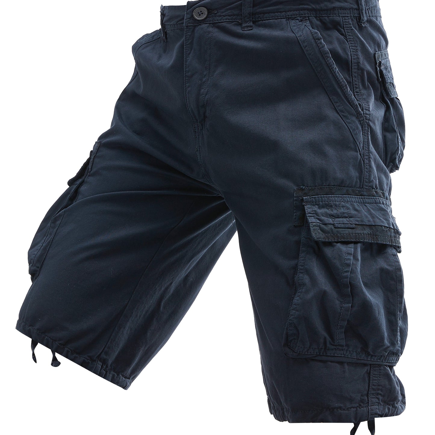 Men's Summer Cotton Cargo Shorts - Black Multi-Pocket Design