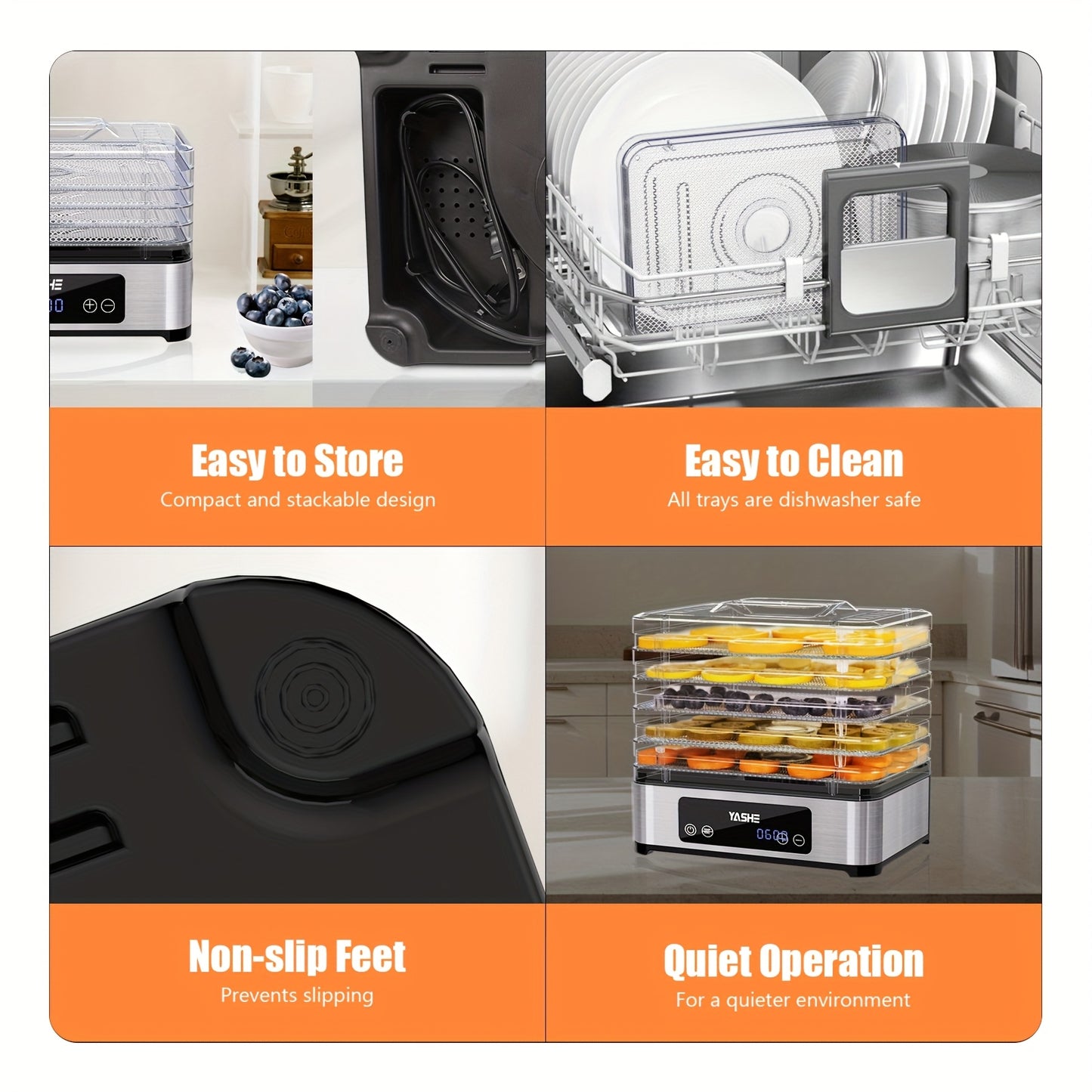 Food Dehydrator Machine - 5 Stainless Steel Trays 420W