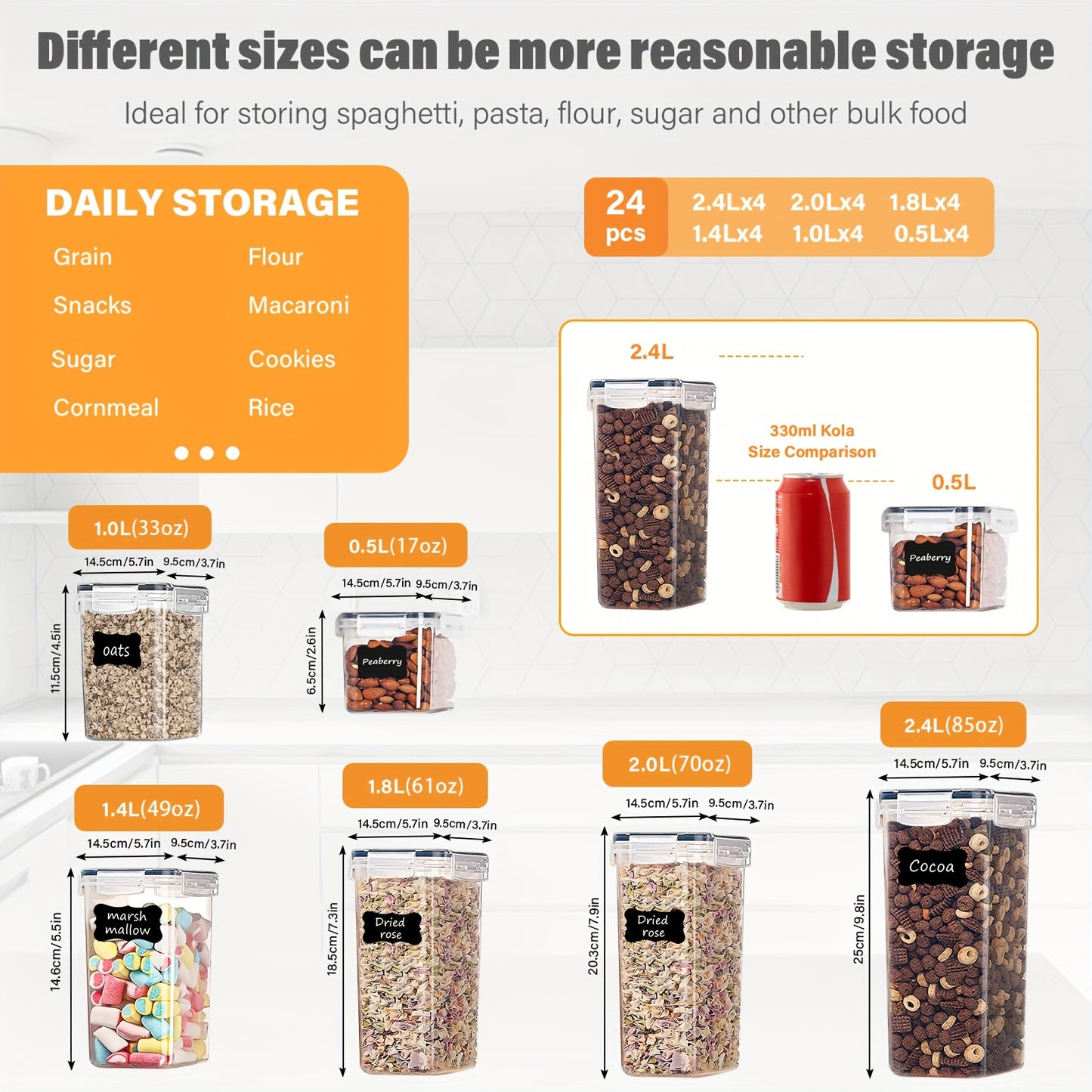 24pcs BPA Free Airtight Food Storage Containers Set With Lids