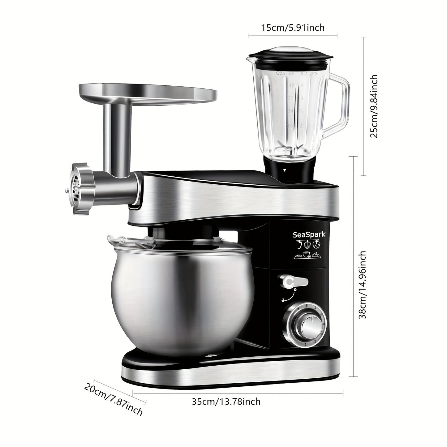 6-in-1 Electric Mixer with 6.3QT Bowl and Accessories