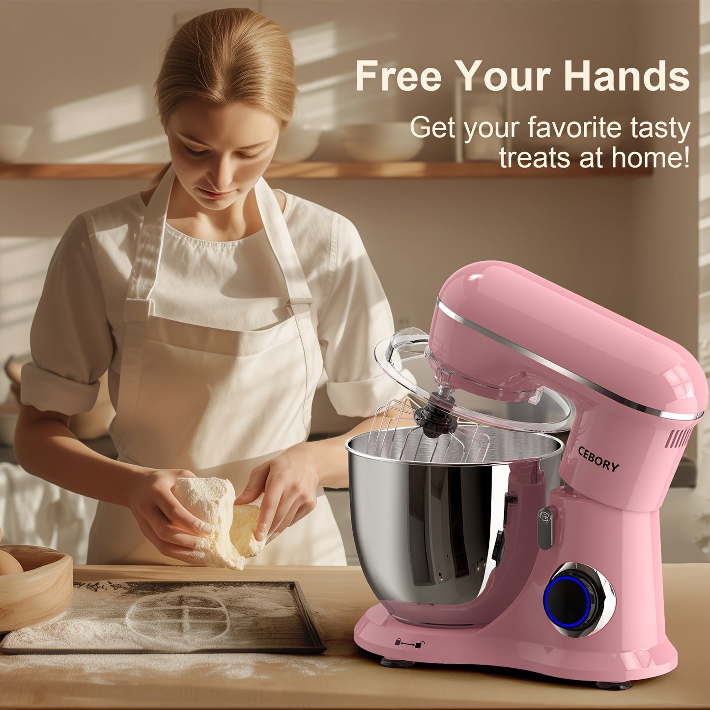 660W 10-Speed 3-IN-1 Electric Stand Mixer with 6.5QT Bowl