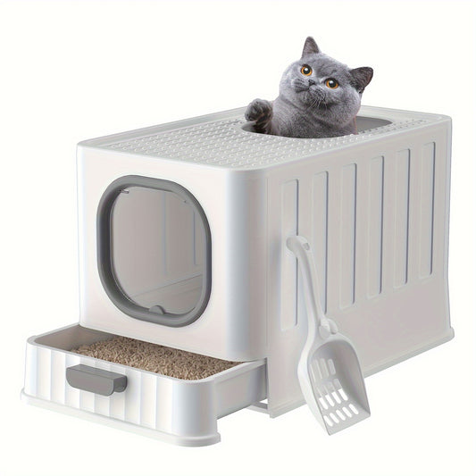 Odorless Cat Litter Box Large Enclosed with Lid and Scoop