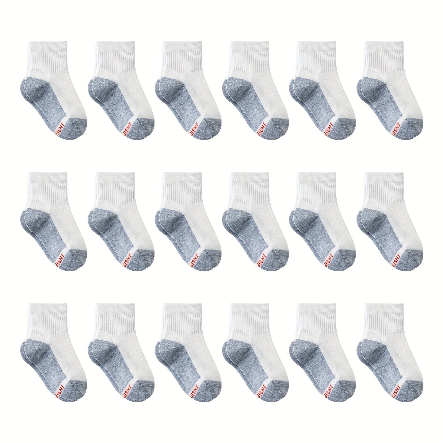 18 Pairs Youngsters' Athletic Crew Socks - Soft Cotton Blend