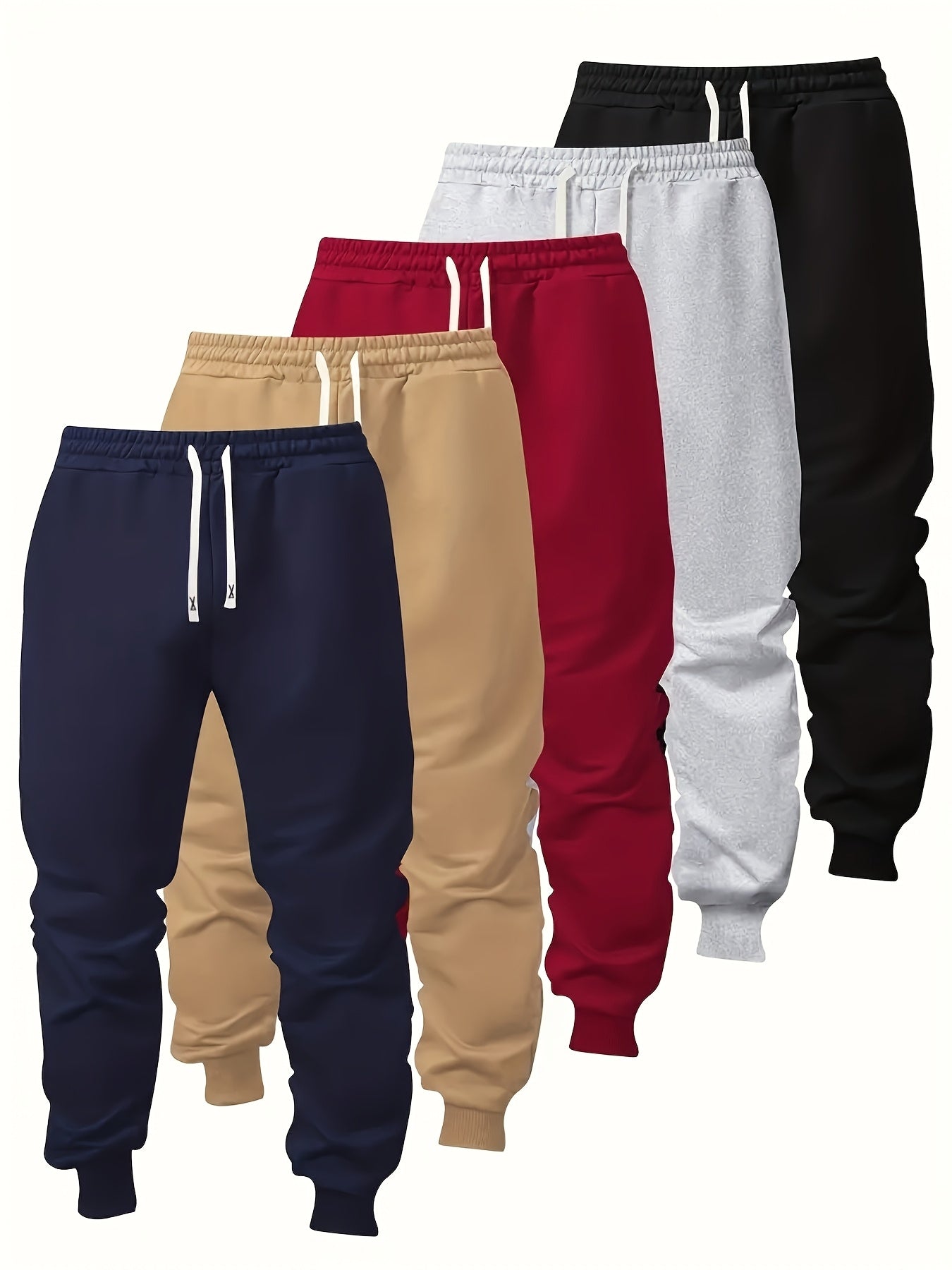 5pcs Boys' Stylish Cotton Blend Joggers with Pockets