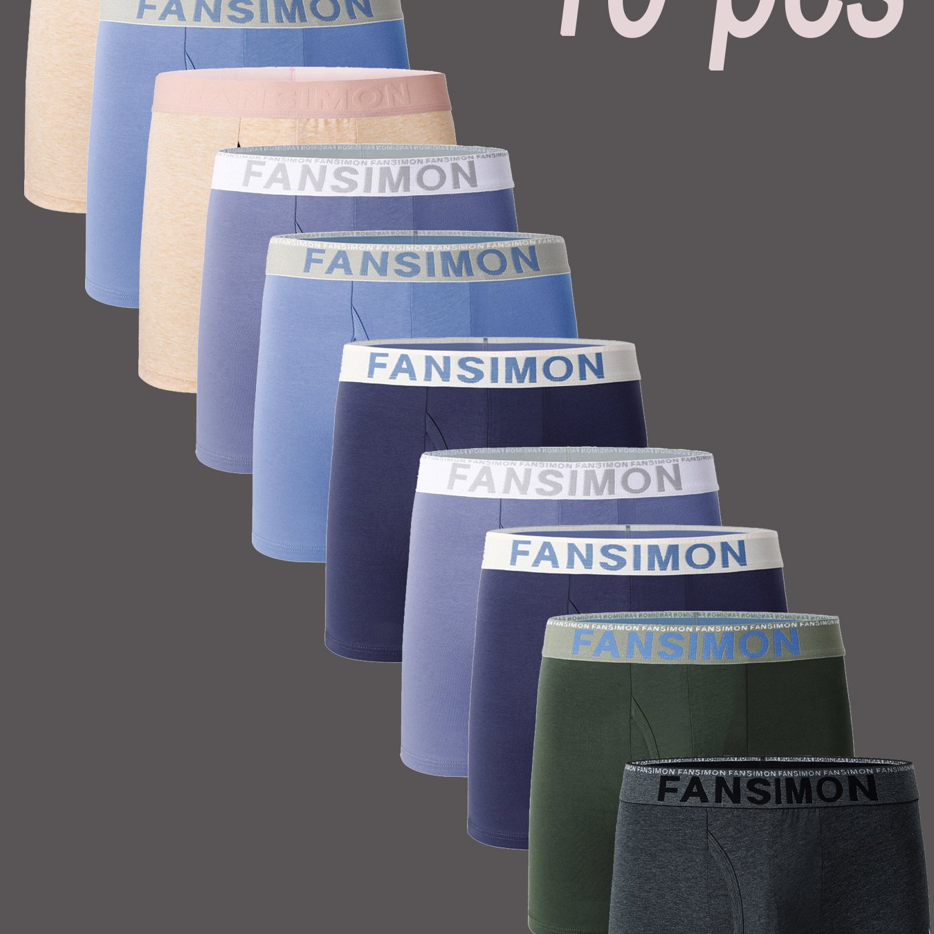 10pcs Men's Underwear Set, Comfortable Boxer Briefs Set