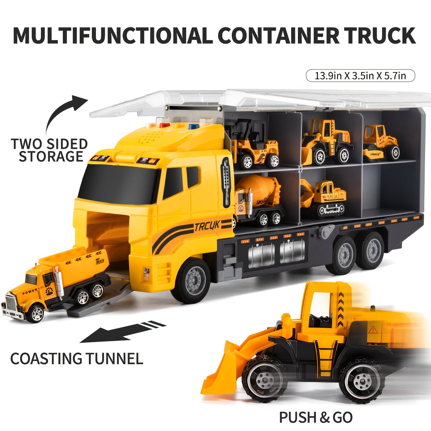 Construction Truck Toy Set With Play Mat For Kids Ages 3-6