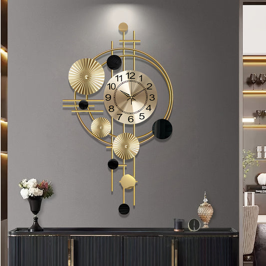 Decorative 3D Metal Wall Clock for Living Room and Bedroom Modern Large Silent No Ticking Wall Art Decor 30.7 X 17.7 Inches
