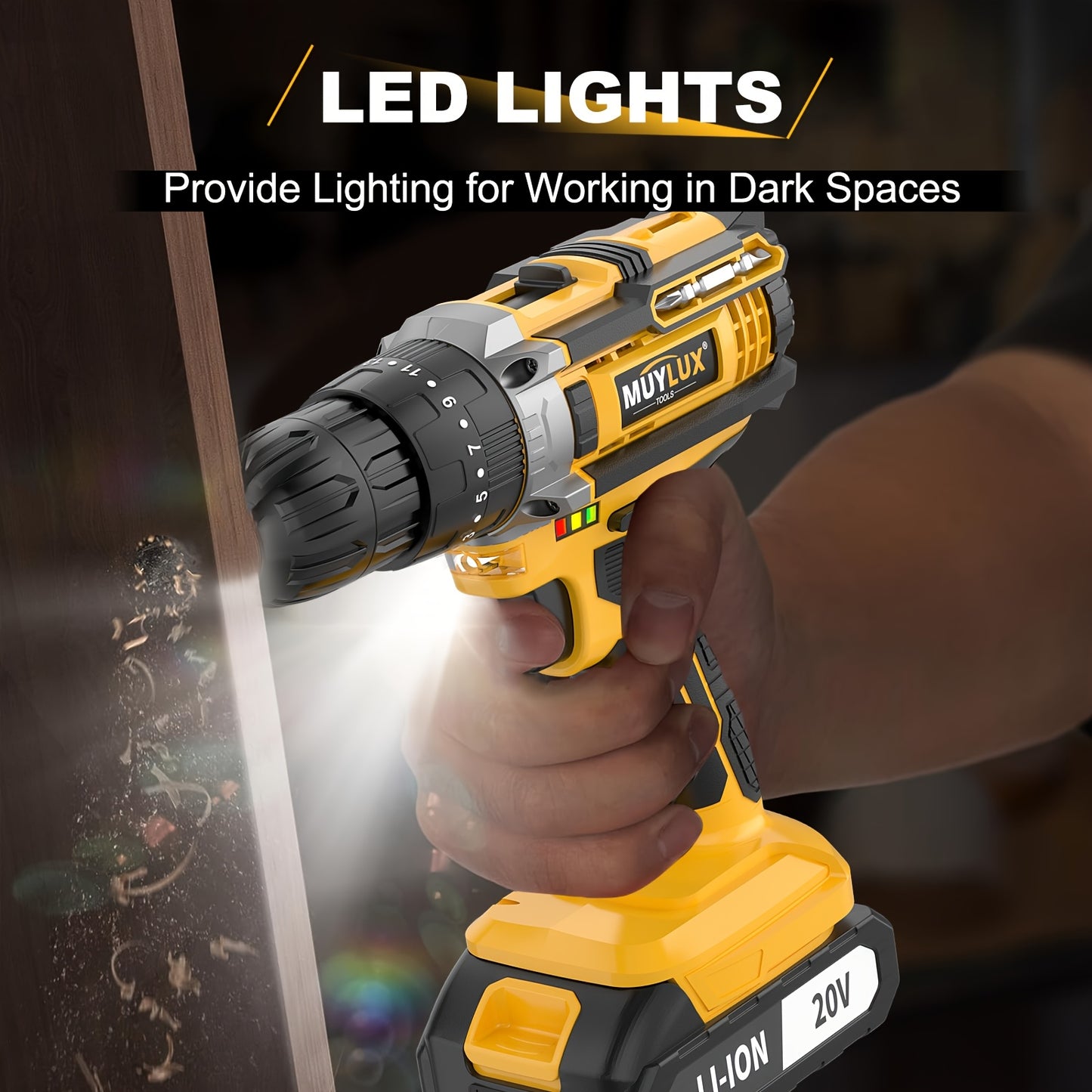20V Cordless Drill Set With 3/8 Inch Keyless Chuck