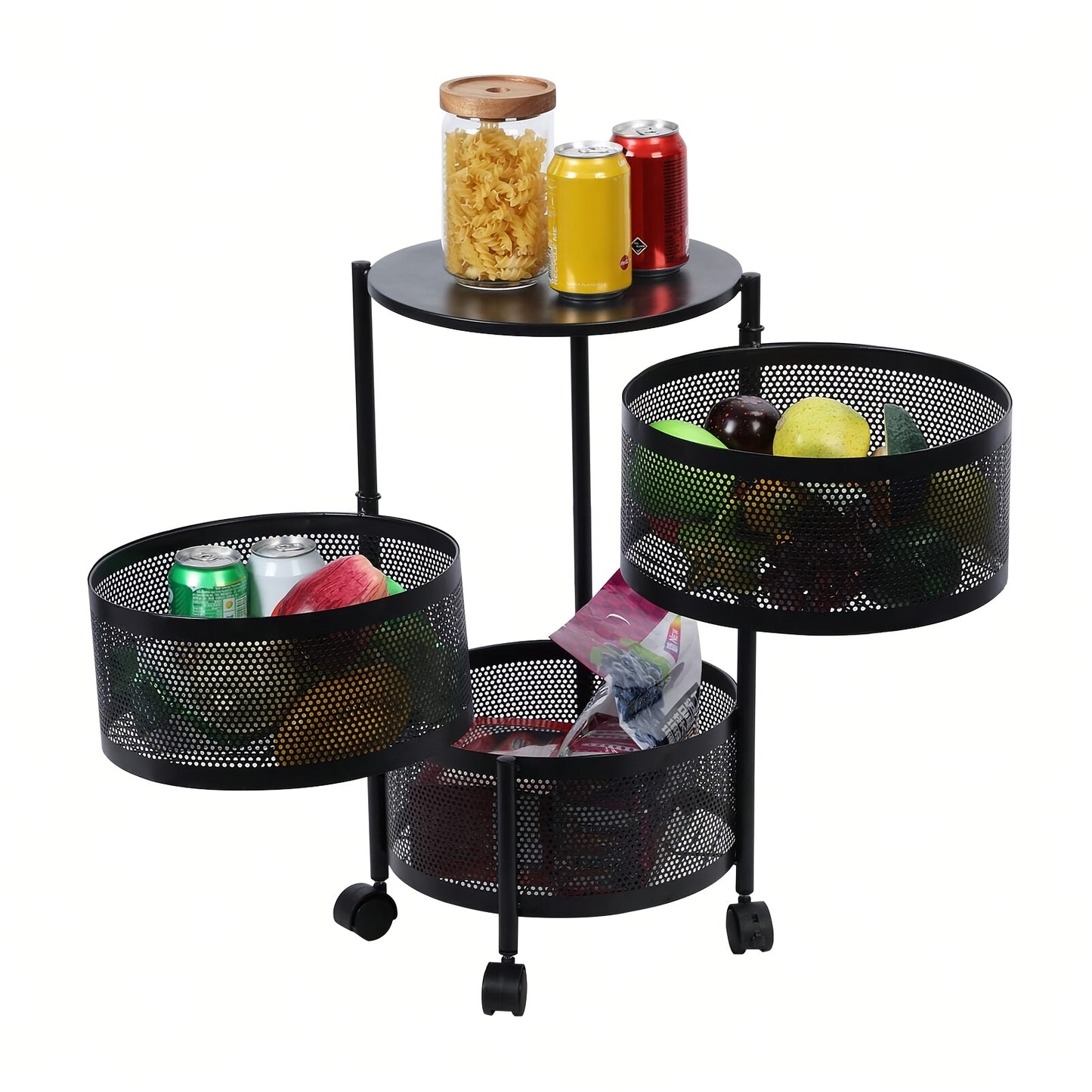 [Rotating Storage Rack] Metal Basket Organizer with Wheels