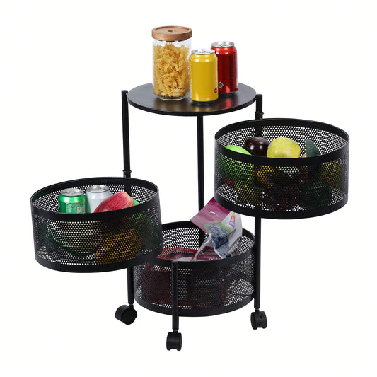 [Rotating Storage Rack] Metal Basket Organizer with Wheels