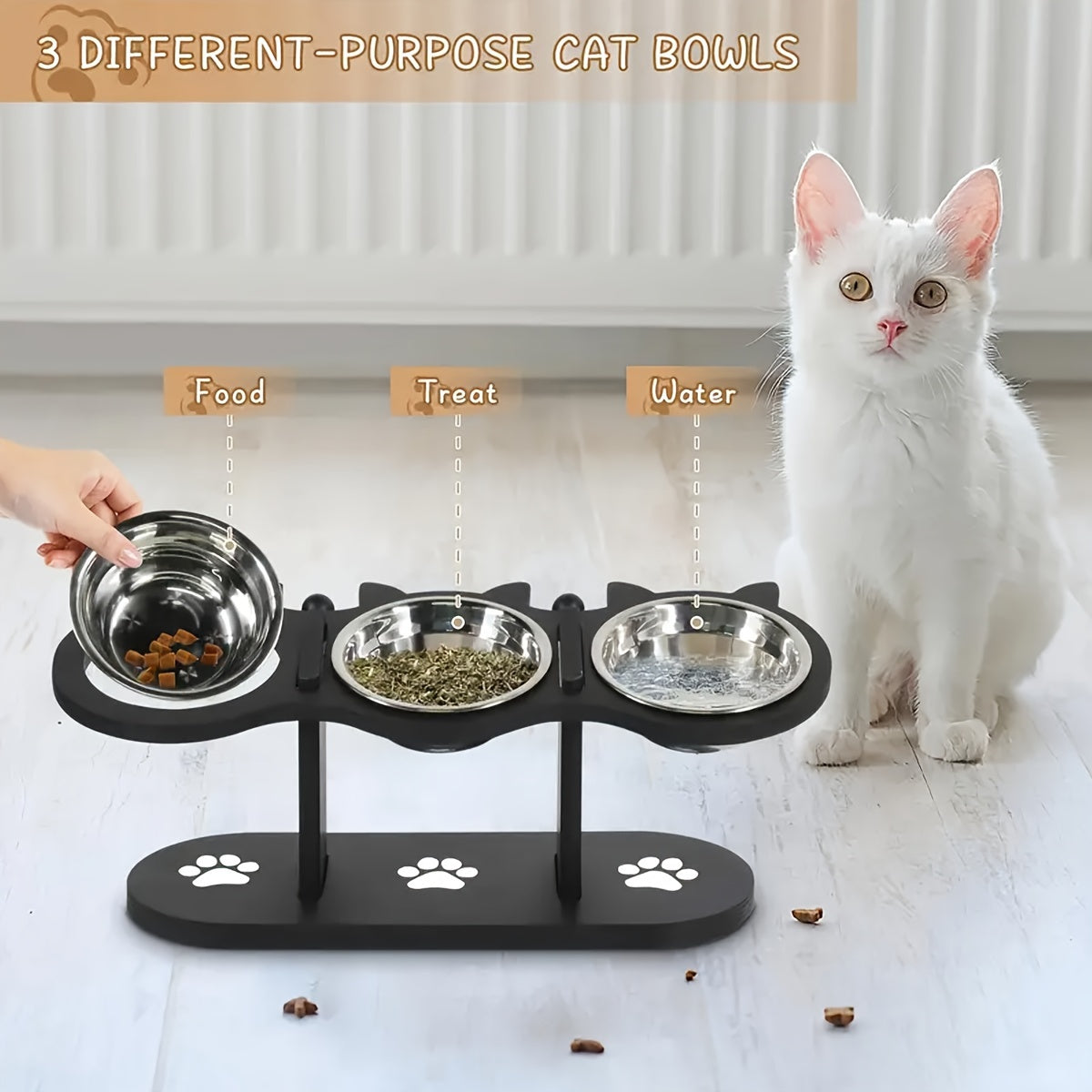 15 Degree Tilted Stainless Steel Elevated Cat Bowls Set