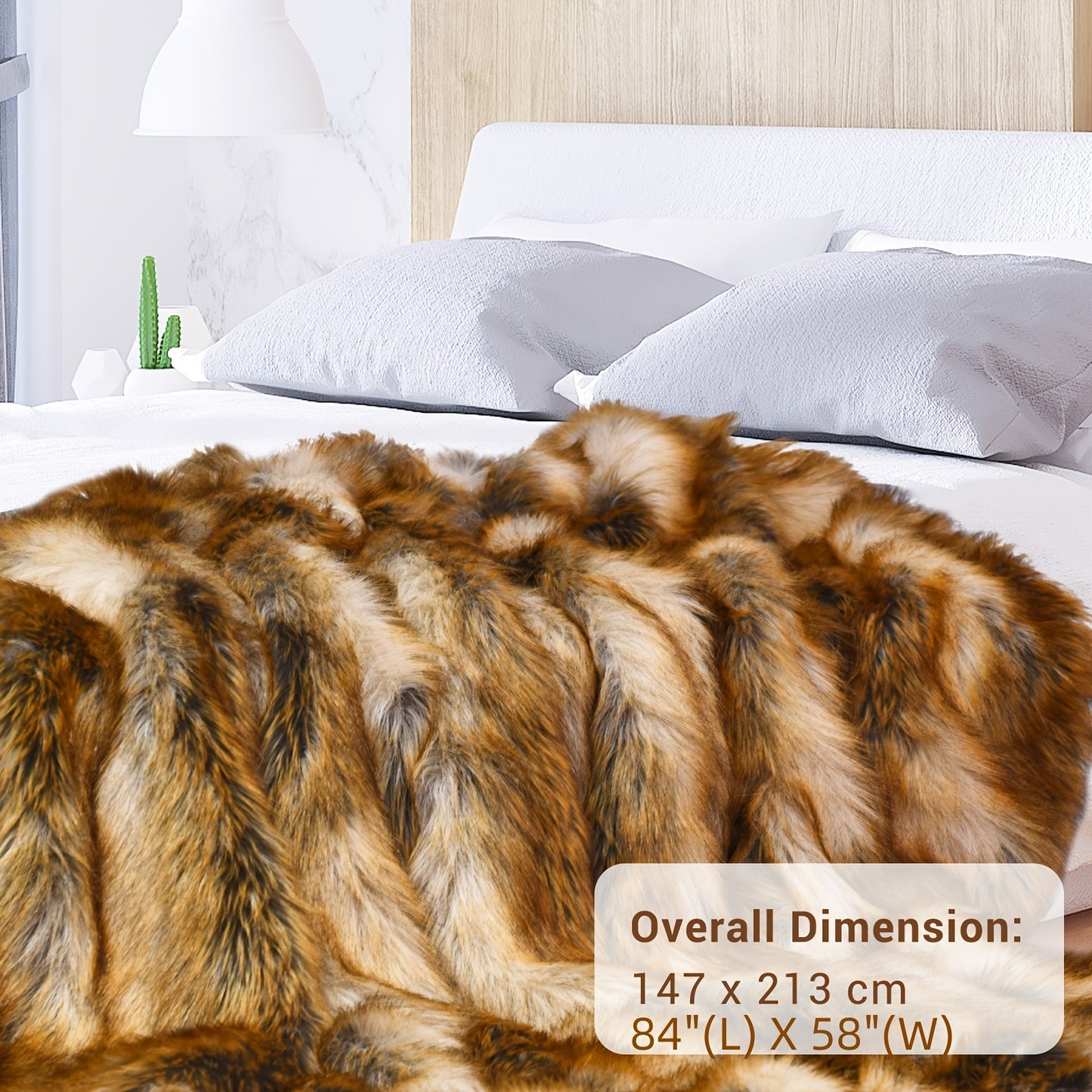 Maxmass Luxury Faux Fur Throw Blanket Soft Plush Polyester Fiber 84"x58" Cozy Couch Cover