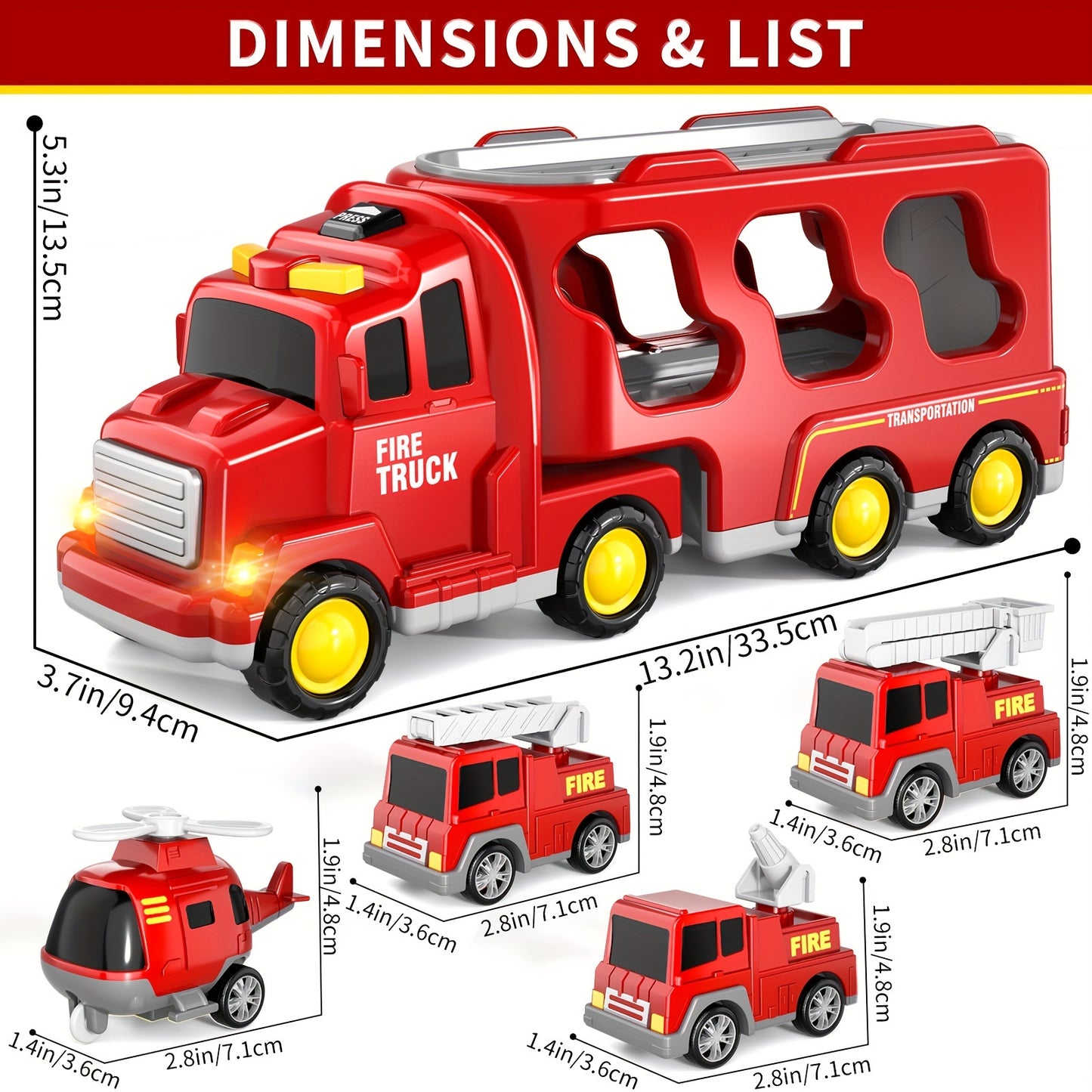 Fire Trucks | Toys 5 In 1 Kids Carrier Fire Truck Cars