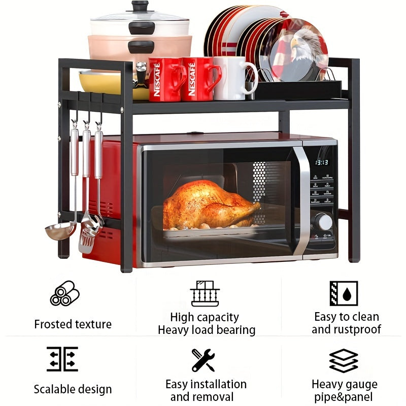 Extendable Microwave Oven Rack Adjustable Kitchen Shelf