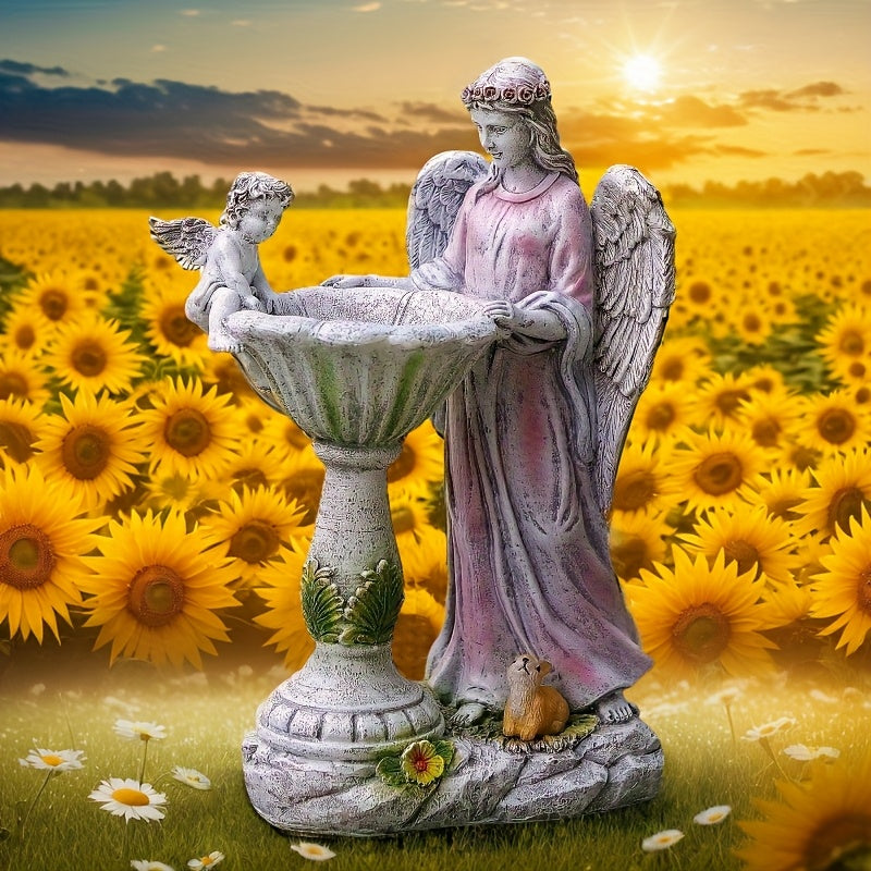 Solar Angel Statue With LED Lights Rustic Resin Garden Decoration Indoor And Outdoor Charming Windproof Lawn Ornament Unique Courtyard Decor With Solar Panels
